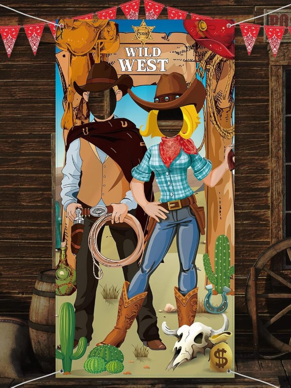 Western Cowboy Backdrop for West Rodeo Party，Photo Booth 6 x 3 FT